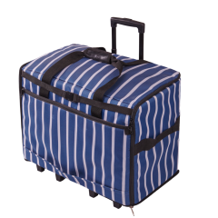 **-Extra Large Sewing Machine Trolley Bag on Wheels-** Navy with White Sripes | 63 x 43 x 30cm | Sewing Machine Storage for Janome, Brother, Singer, Bernina and Most Machines ##-Birch 006107-STRIPE-NVY-##