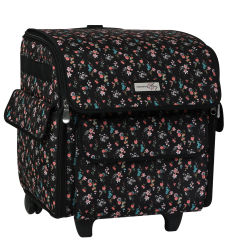 **-Overlocker Sewing Machine Trolley Bag on Wheels-** Multicolour Floral, Overlocker Storage Case for Janome, Brother, Singer and Most Overlocker Machines ##-Everything Mary EVM12811-1-##