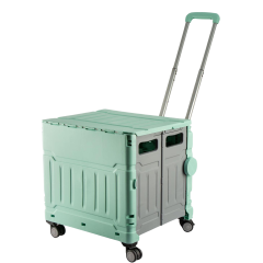 **-Plastic Folding Trolley-** Green | Craft/Sewing and Hobby Box with Wheels | 47 x 46 x 39cm ##-Sewing Online YN8806-GREEN-##