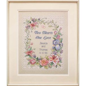 **-Two Hearts Wedding Record Stamped Cross Stitch Kit-** ##-Dimensions D03122-##