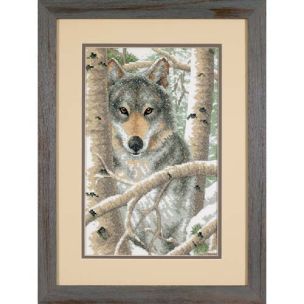 **-Wintry Wolf Stamped Cross Stitch Kit-** ##-Dimensions D03228-##