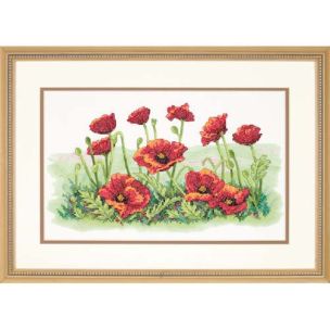 **-Field Of Popies Stamped Cross Stitch Kit-** ##-Dimensions D03237-##