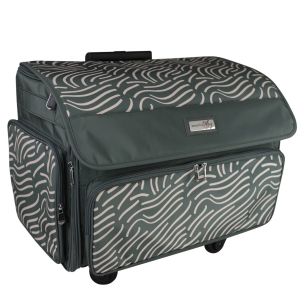 **-XL Sewing Machine Trolley Bag on 4 Wheels-**Grey and White, 360 degree Rolling Sewing Case, 4 Wheeled Overlocker or Sewing Machine Trolley Bag for Brother, singer and most machines##-Everything Mary EVM12739-5-##
