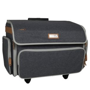 **-XL Sewing Machine Trolley Bag on 4 Wheels-**Heather Grey, 360 degree Rolling Sewing Case, 4 Wheeled Overlocker or Sewing Machine Trolley Bag for Brother, singer and most machines##-Everything Mary EVM13343-1-##