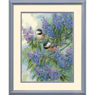 **-Chickadees Adnd Lilacs Cross Stitch Kit-** ##-Dimensions D35258-##