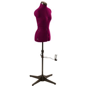 **-Adjustable Dressmakers Dummy-** in Wine Fabric with Hem Marker, Dress Form Sizes 10 to 18, Pin, Measure, Fit and Display your Clothes on this Tailors Dummy ##-Sewing Online 023816-WINE-##