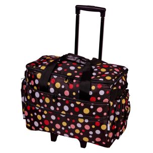 **-Large Sewing Machine Trolley Bag on Wheels-** Black with Multicolour Spots | 53 x 41 x 29cm | Sewing Machine Storage for Janome, Brother, Singer, Bernina and Most Machines ##-Birch 006106-BM-##
