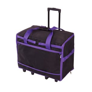 **-Extra Large Sewing Machine Trolley Bag on Wheels-** Black with Purple Trim | 63 x 43 x 30cm | Sewing Machine Storage for Janome, Brother, Singer, Bernina and Most Machines ##-Sewing Online 006107-BLK-PURPLE-##