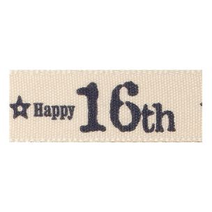 **-Berisfords 15mm Charcoal Special 16th Birthday Ribbon (4m spool)-** ##-Berisfords Ribbon C1387415-1-##