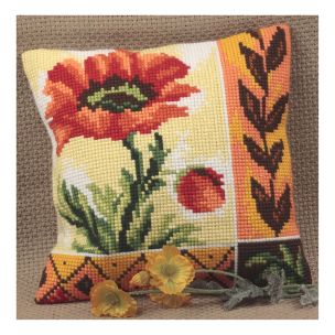 **-Cross Stitch Cushion: New Poppy-** ##-Collection D'Art CD5015-##