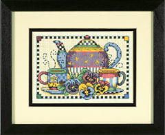 **-Teatime Pansies Mini Counted Cross Stitch Kit-** ##-Dimensions D06877-##