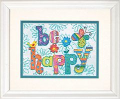 **-Be Happy Stamped Cross Stitch Kit-** ##-Dimensions D70-65115-##