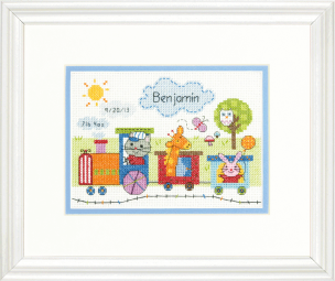 **-Mini Counted Cross Stitch Train Birth Record-** ##-Dimensions D70-73925-##