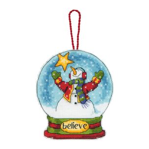 **-Counted Cross Stitch: Believe Snow Globe-** ##-Dimensions D70-08904-##