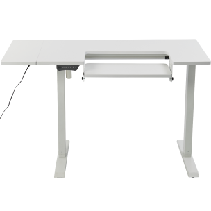 **-Electric Height Adjustable-Sewing/Craft Table White with White Legs-** Side Extension and Adjustable Height Sewing Machine Platform ##-Sewing Online WC1015-##