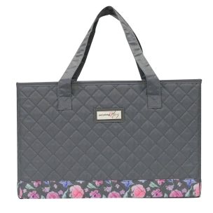 **-Sewing Machine Bag-** Quilted Grey & Pink Floral, Carry Bag for Brother, Singer, Bernina and Most Sewing Machines ##-Everything Mary EVM10143-9-##