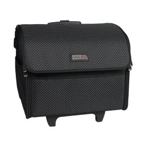 **-Sewing Machine Trolley Bag on Wheels-** Black & White Dot, Sewing Machine Storage Case for Brother, Singer, Bernina and Most Machines ##-Everything Mary EVM12439-2-##
