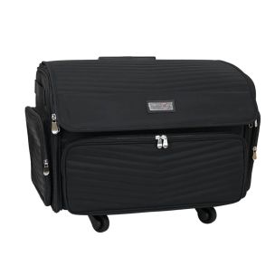 **-Sewing Machine Trolley-** XL 4 Wheel Collapsible Rolling Sewing Machine Storage Case, Black Quilted ##-Everything Mary EVM12775-2-##