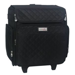 **-Craft Trolley Bag-** Black Quilted, Craft Organiser on Wheels for Sewing, Scrapbooking, Paper Craft and Art, Storage Case for Supplies and Accessories ##-Everything Mary EVM12790-1-##
