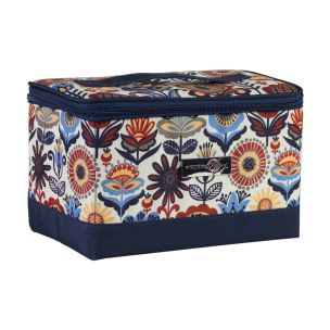 **-Sewing Box with Compartments-** Navy & Multicolour Floral, Collapsible Storage and Organiser Basket for Sewing Supplies, Accessories, Thread, Needles and Scissors ##-Everything Mary EVM12861-2-##