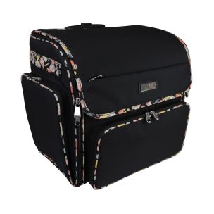 **-Craft Trolley Bag-**Black Floral , Collapsible Papercraft Tote with Wheels for Scrapbook & Art Storage, Organiser Case for Supplies and Accessories##-Everything Mary EVM13657-2-##