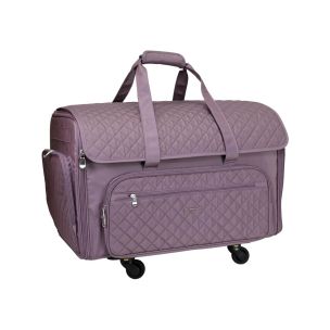 **-XXL 4 Wheel Collapsible Rolling Sewing Machine Storage Case-** Purple Quilted ##-Everything Mary EVM14466-2-##