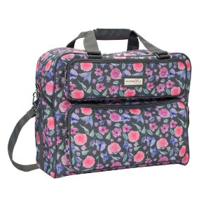 **-Sewing Machine Bag-** Grey & Pink Floral, Carry Case for Brother, Singer, Bernina and Most Sewing Machines ##-Everything Mary EVM12398-3-##