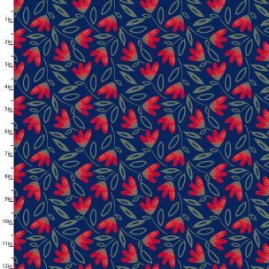 **-Cotton Craft Fabric 110cm wide x 1m Madison Collection-** Red Buds ##-Sewing Online 16516-NVY-##