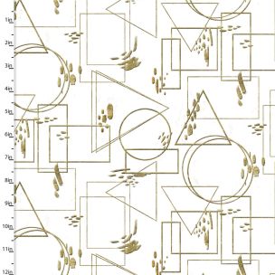 **-Cotton Craft Fabric 110cmx1m Metallic Fusion Collection Gold Geometric Outlines-** ##-Sewing Online 16551-GLD-##