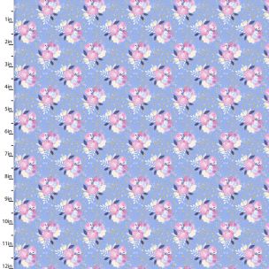 **-Cotton Craft Fabric 110cm wide x 1m Unicorn Utopia Collection-** Flowers ##-Sewing Online 16571-BLU-##
