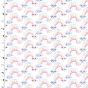 **-Cotton Craft Fabric 110cm wide x 1m Unicorn Utopia Collection-** Rainbows ##-Sewing Online 16572-WHT-##