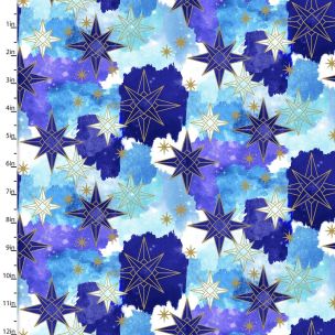 **-Cotton Craft Fabric 110cm wide x 1m Magical Galaxy Metallic Collection-Stars-** ##-Sewing Online 17162-MLT-##
