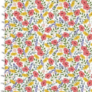 **-Cotton Craft Fabric 110cm wide x 1m Feed The Bees Collection-Floral-** ##-Sewing Online 17214-WHT-##