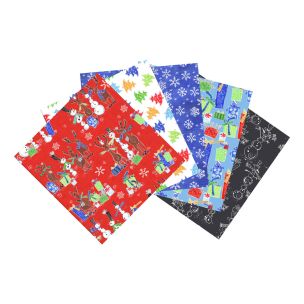**-Snow Friends Themed Pack of 5 Cotton Fat Quarters-** ##-Sewing Online FE0102-##