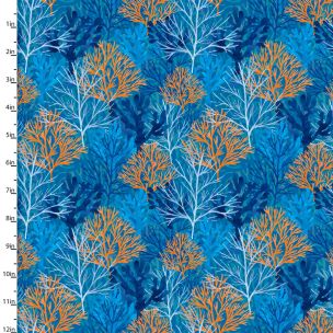 **-Cotton Craft Fabric 110cm wide x 1m Sandsational Collection-Coral Reef-** ##-Sewing Online 22932-BLU-##