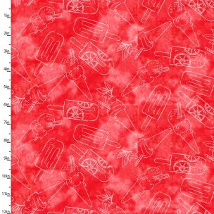 **-Cotton Craft Fabric 110cm wide x 1m Sweet Summertime Collection-Popsicle Texture-** ##-Sewing Online 22950-RED-##