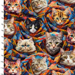 **-Cotton Craft Fabric 110cm wide x 1m Purrfectly Playful Collection-Purrfect Purrito-** ##-Sewing Online 22963-MLT-##