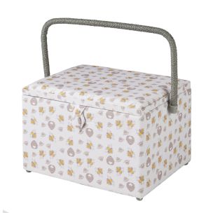**-Large Sewing Box-** Honey Bee Fabric | 31 x 23 x 20cm | Storage and Organiser Basket with Compartments for Sewing Supplies, Accessories, Thread, Needles and Scissors ##-Sewing Online GA1127L-##