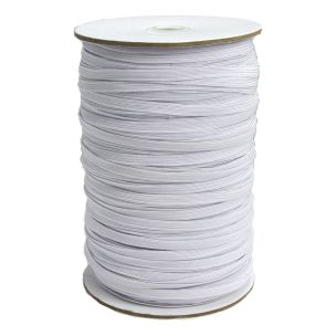 **-Braided Elastic Flat 8 Cord White-** 6mm x 200m ##-Sewing Online GA06-WHT-##