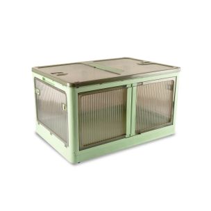 **-Plastic Folding Storage Box on Wheels-** 40L Green Stackable Bins with 5 doors for Craft, Sewing, Home and Office Storage ##-Sew Stylish YN8885-Green-##