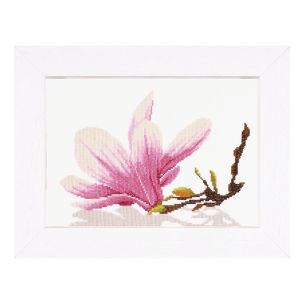 **-Counted Cross Stitch Kit: Magnolia Twig with Flower (Aida,W)-** ##-Lanarte PN-0008304-##
