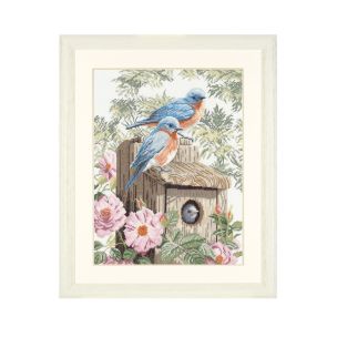 **-Counted Cross Stitch Kit: Garden Bluebirds (Aida,W)-** ##-Lanarte PN-0008325-##