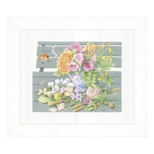 **-Counted Cross Stitch Kit: Flowers on Bench (Aida)-** ##-Lanarte PN-0147504-##