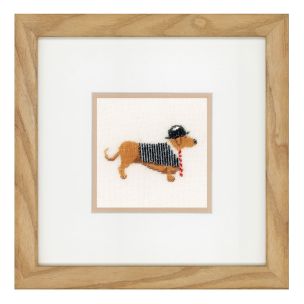 **-Counted Cross Stitch Kit: Dog in Bowler (Linen)-** ##-Lanarte PN-0148260-##