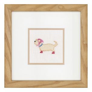 **-Counted Cross Stitch Kit: Dog in Scarf (Linen)-** ##-Lanarte PN-0148261-##