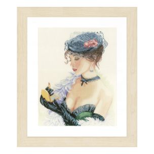 **-Counted Cross Stitch Kit: Lady With Lipstick (Linen)-** ##-Lanarte PN-0154332-##