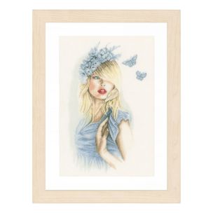 **-Counted Cross Stitch Kit: Blue Butterflies (Linen)-** ##-Lanarte PN-0155691-##