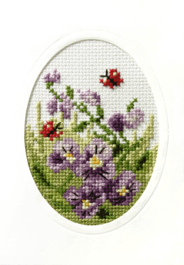 **-Cross Stitch Card Pansies-** ##-Orchidea ORC-6096-##