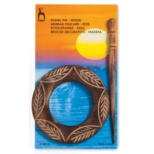 **-Wooden Shawl Pin-** Circle ##-Pony P88101-##
