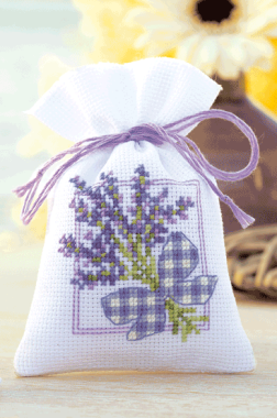 **-Counted Cross Stitch Kit Pot Pourri Bag Lavender Bow-** ##-Vervaco PN-0143682-##